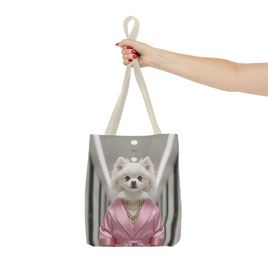 Luxury Dog Art Tote Bag – Pink Robe Puppy Tote for Dog Lovers