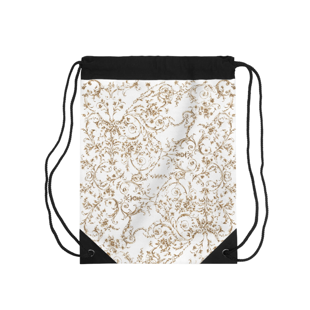 Baroque Pattern Drawstring Bag – Ivory Art Print Design