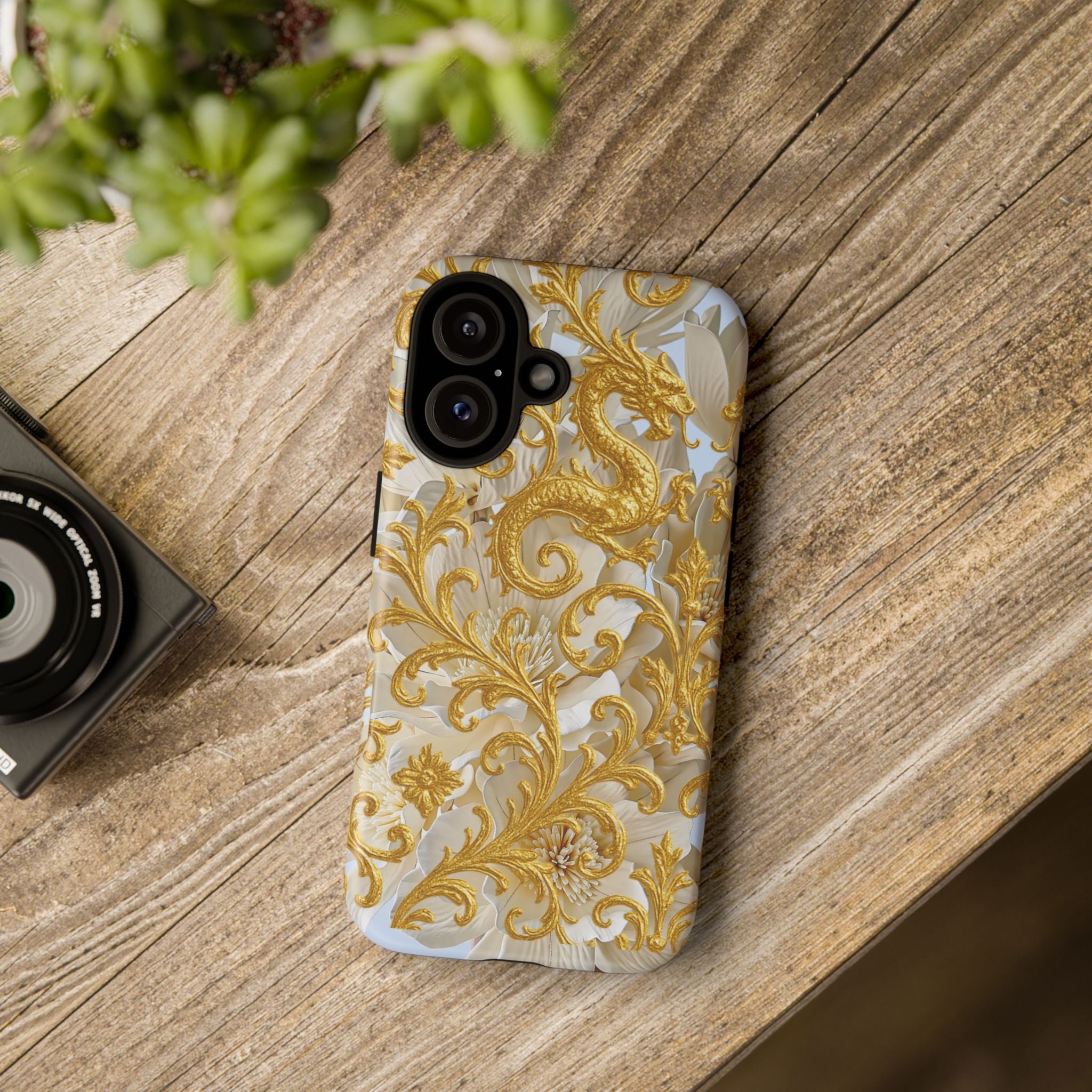 Golden Dragon Floral iPhone Case – Luxury Baroque Phone Case