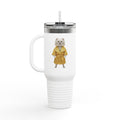 A tumbler that feels like walking with a royal Pomeranian in a golden hallway