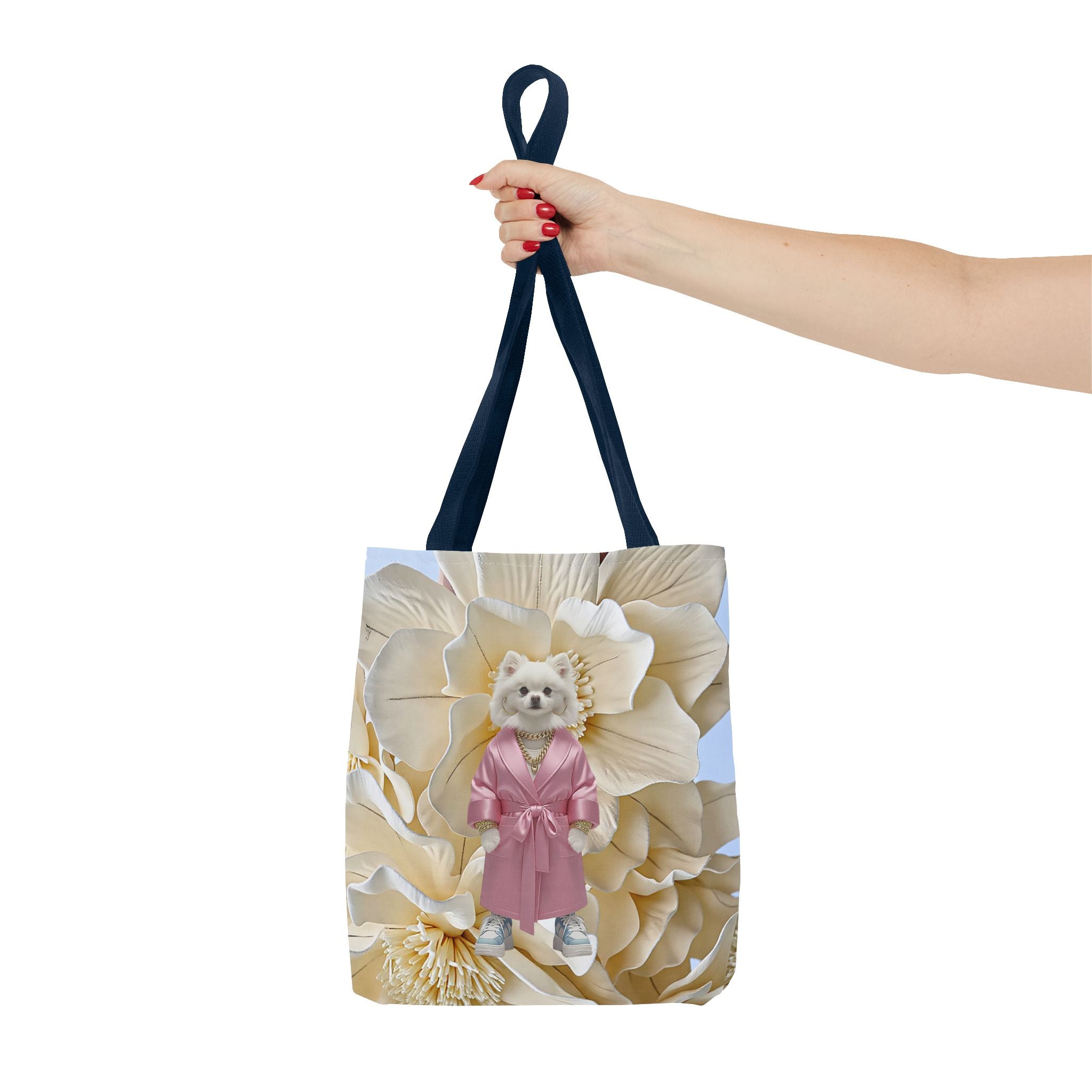 Elegant Dog in Pink Robe Tote Bag