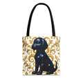 Luxury Black Dog Art Tote Bag – Gold Baroque Puppy Tote