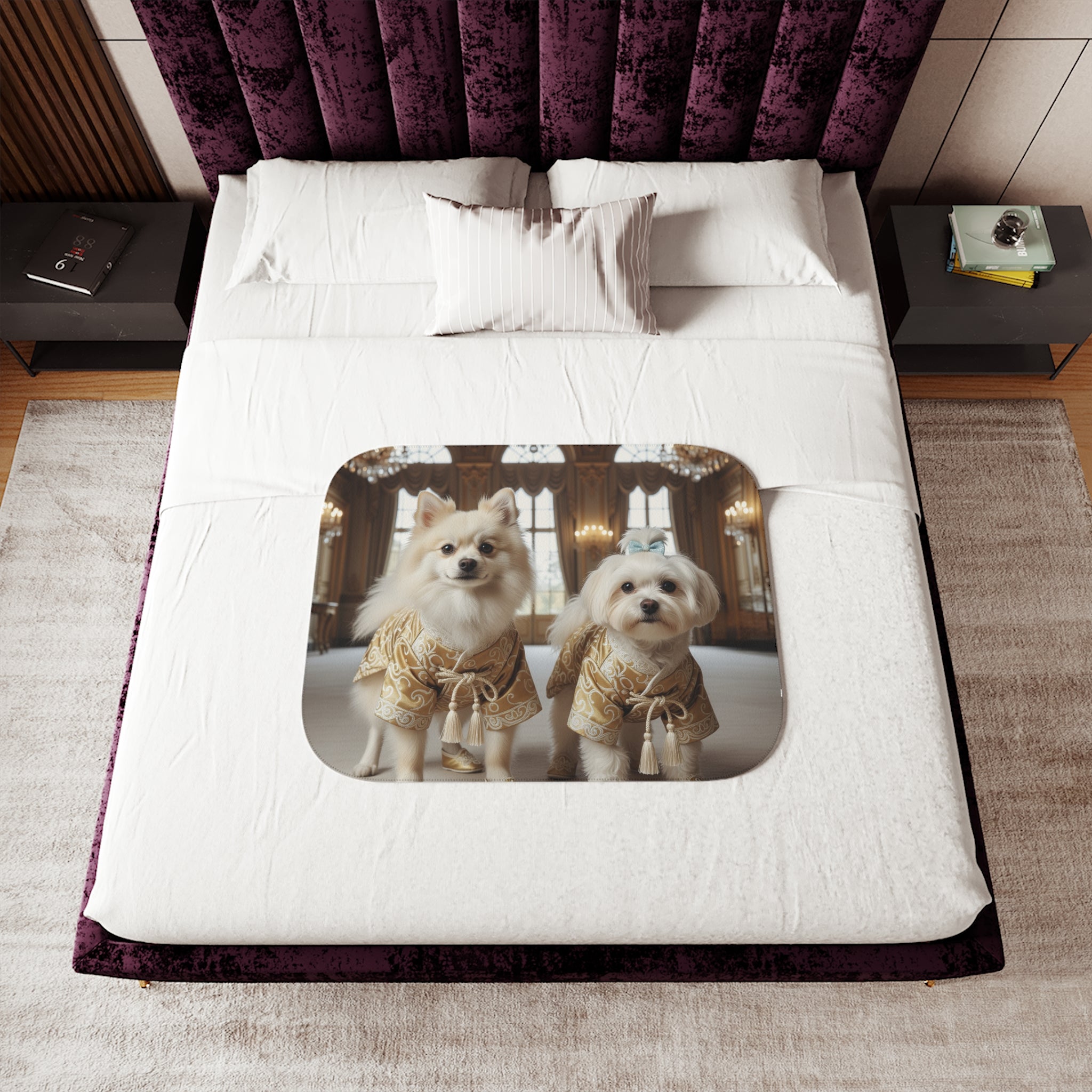 Luxury Pet Sherpa Blanket — Portrait of Dressed Pomeranian & Maltese
