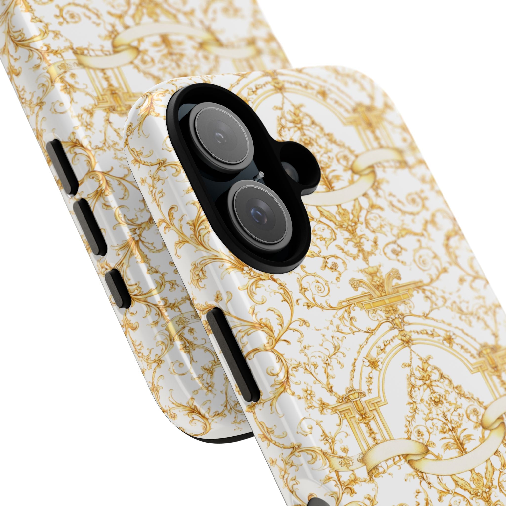 Luxury Gold Baroque Phone Case | Elegant White & Gold Ornate iPhone Cover