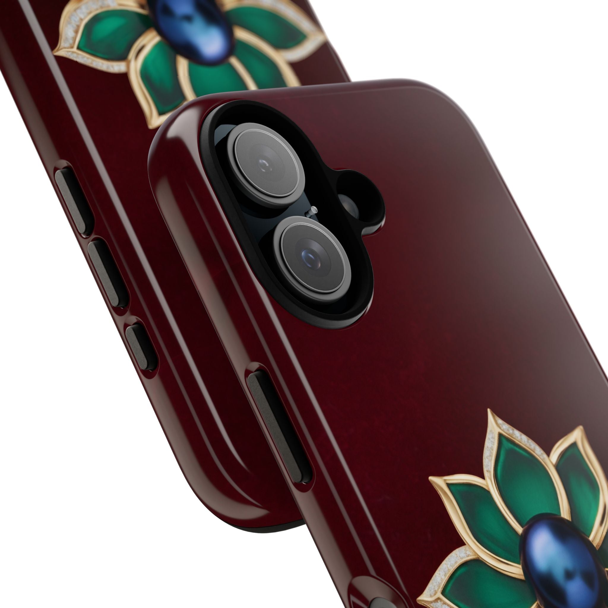 Burgundy & Emerald Floral Jewel Phone Case