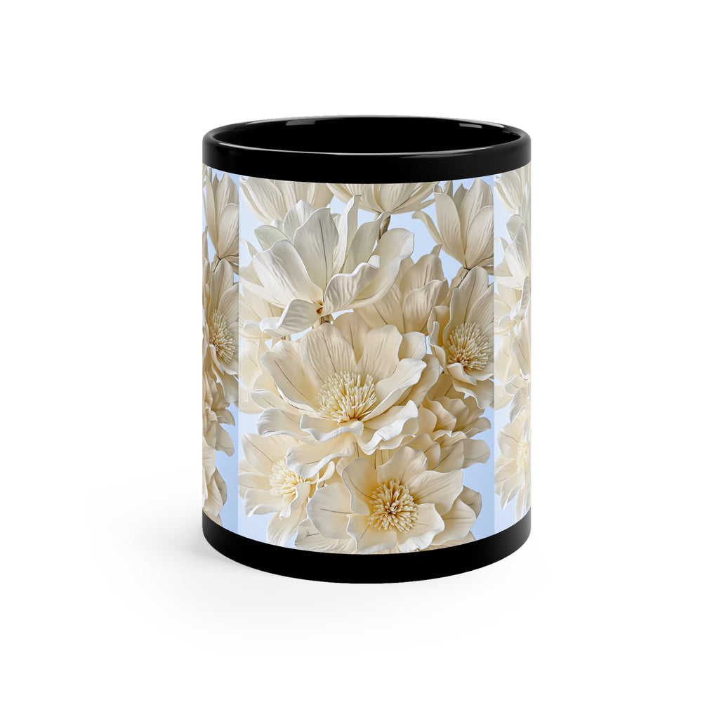 Cream Blossom Art Mug Elegant Floral Coffee Cup for Everyday Luxury