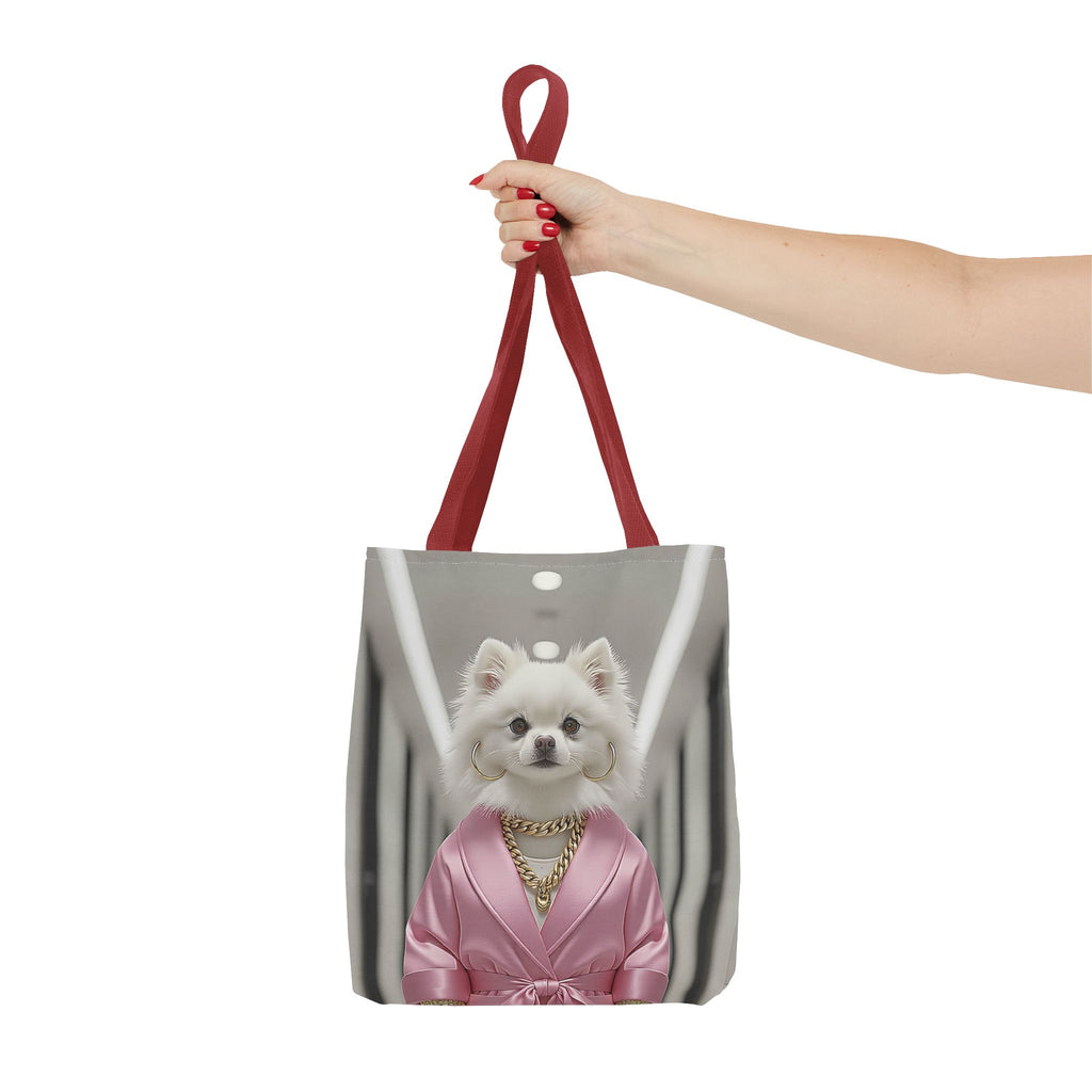 Luxury Dog Art Tote Bag – Pink Robe Puppy Tote for Dog Lovers