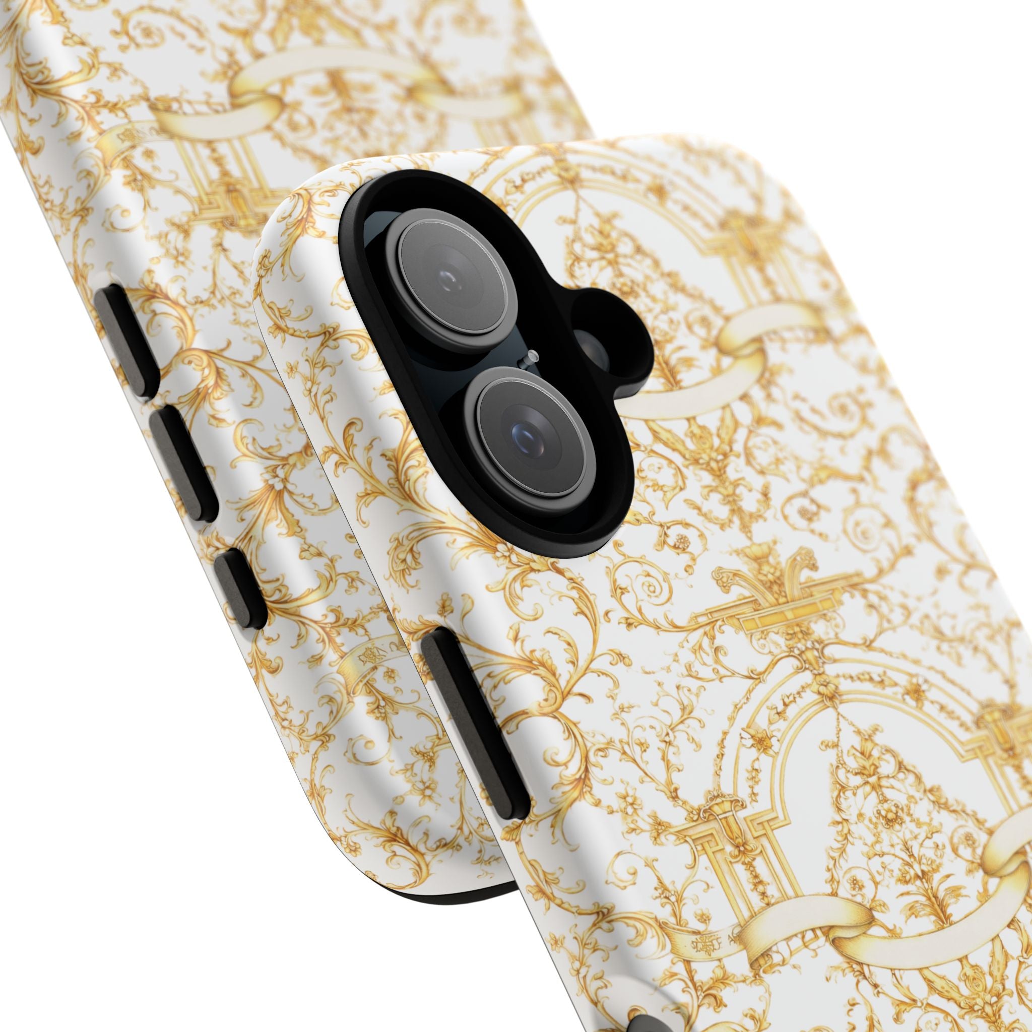 Luxury Gold Baroque Phone Case | Elegant White & Gold Ornate iPhone Cover