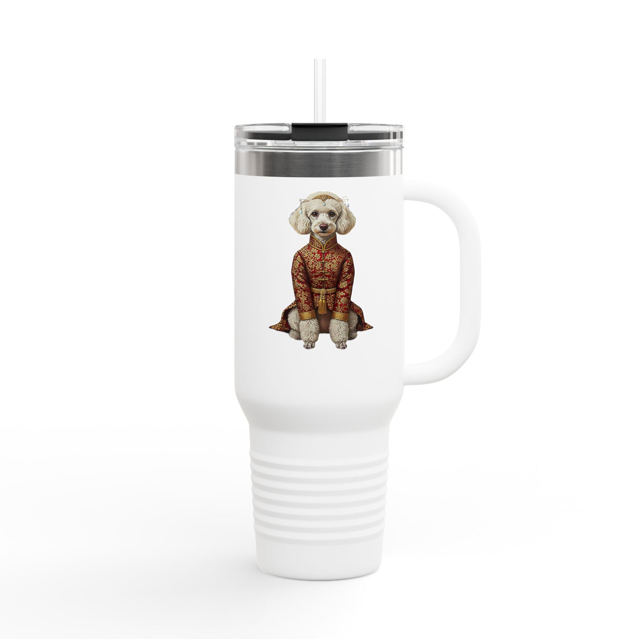 Elegant Dog Illustration White Tumbler · Minimal Insulated Travel Mug