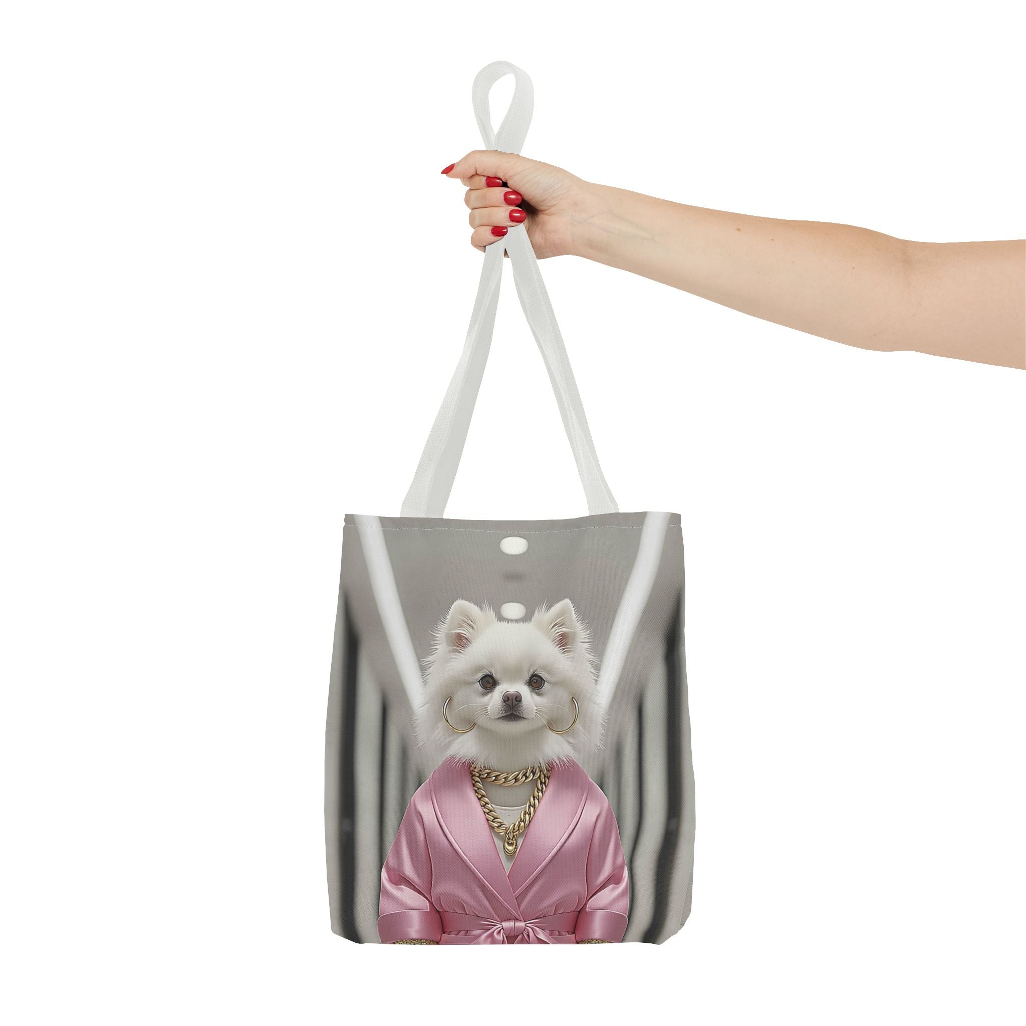 Luxury Dog Art Tote Bag – Pink Robe Puppy Tote for Dog Lovers