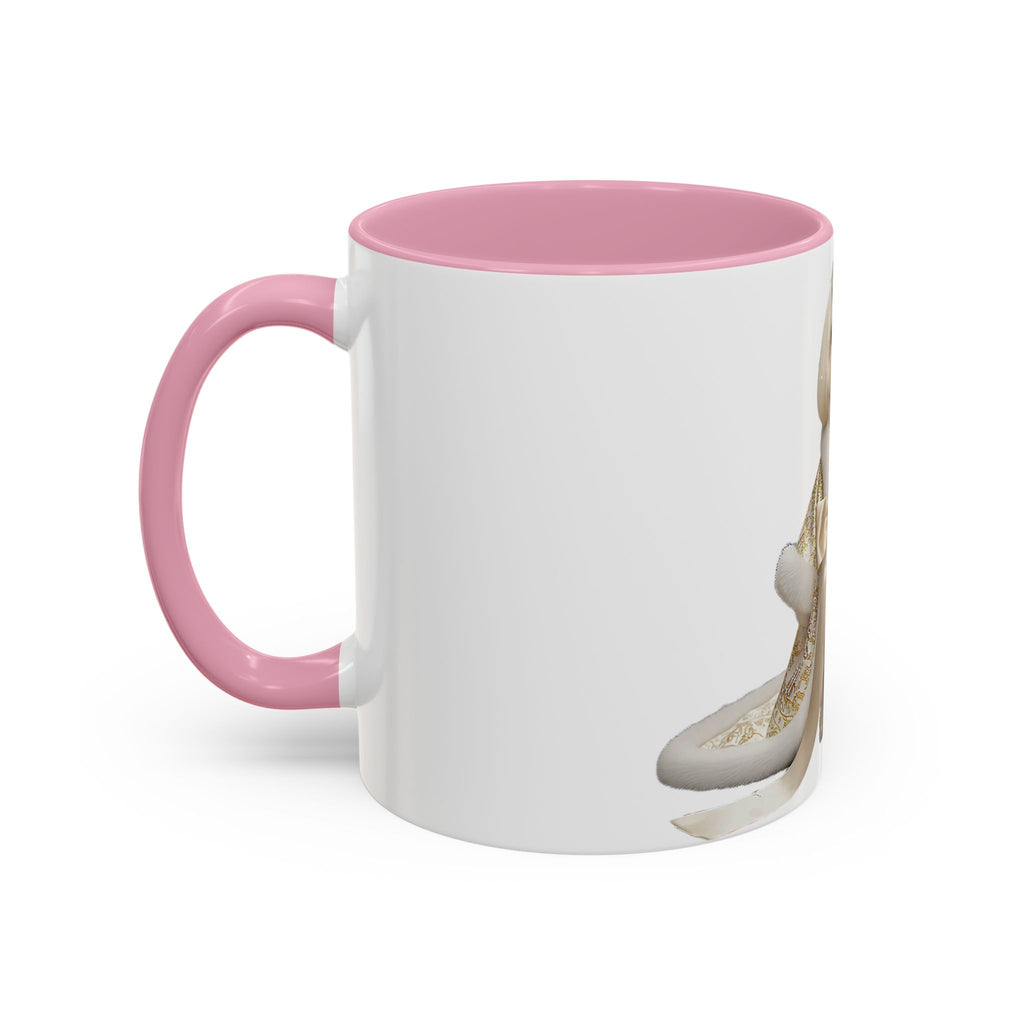 Regal Pup Love Mug – Elegant Gold Ribbon Edition