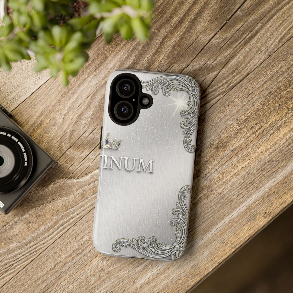 Brushed Silver Baroque iPhone Case — Luxury Minimalist Tough Cases