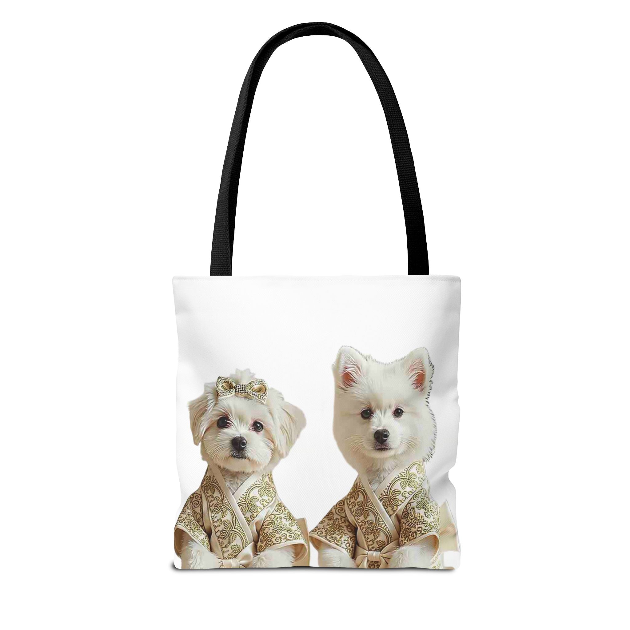 Royal Duo Dog Tote Bag – Elegant Couple Puppy Art Shoulder Bag