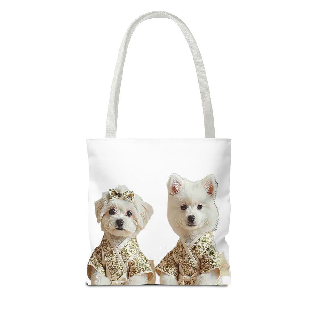 Royal Duo Dog Tote Bag – Elegant Couple Puppy Art Shoulder Bag