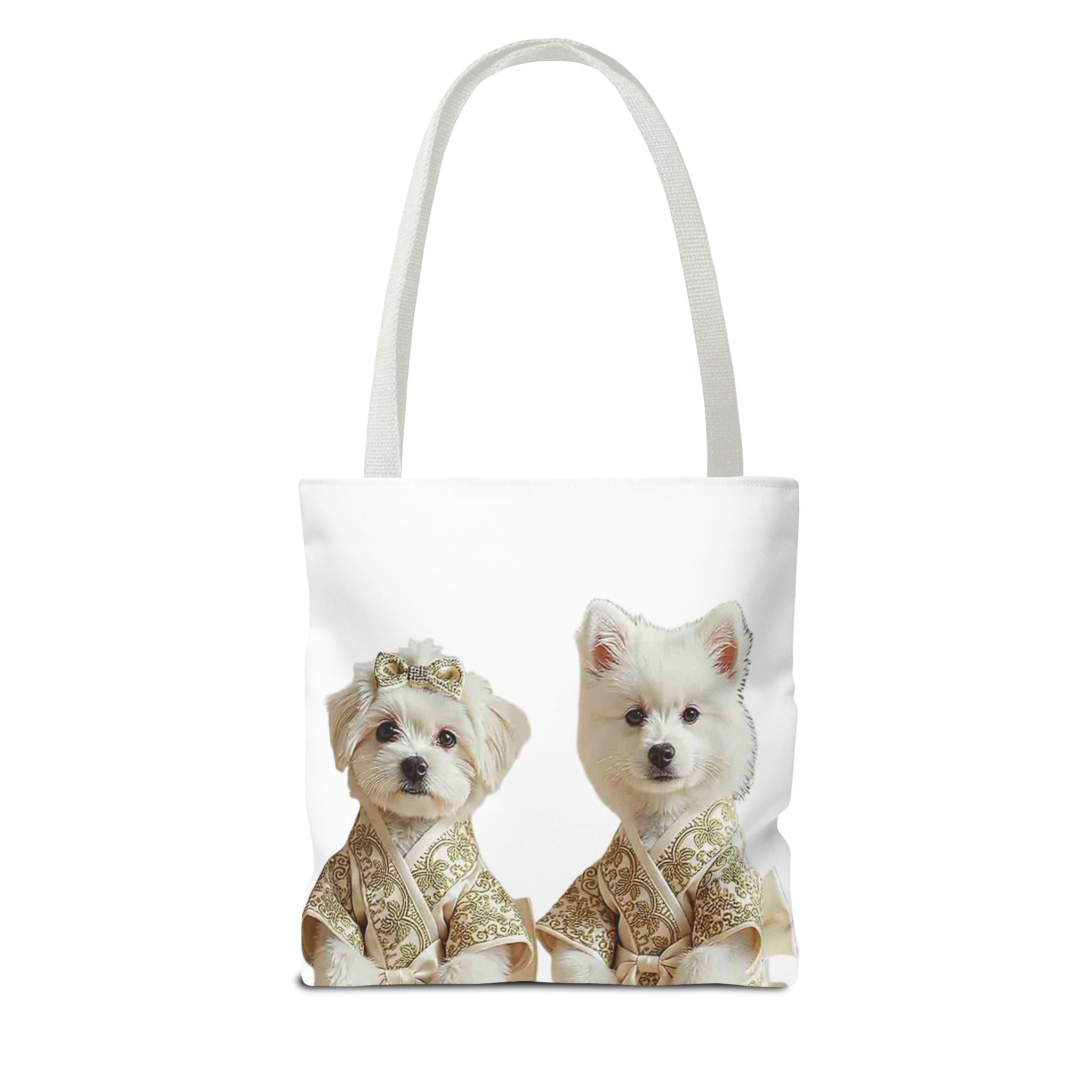 Royal Duo Dog Tote Bag – Elegant Couple Puppy Art Shoulder Bag