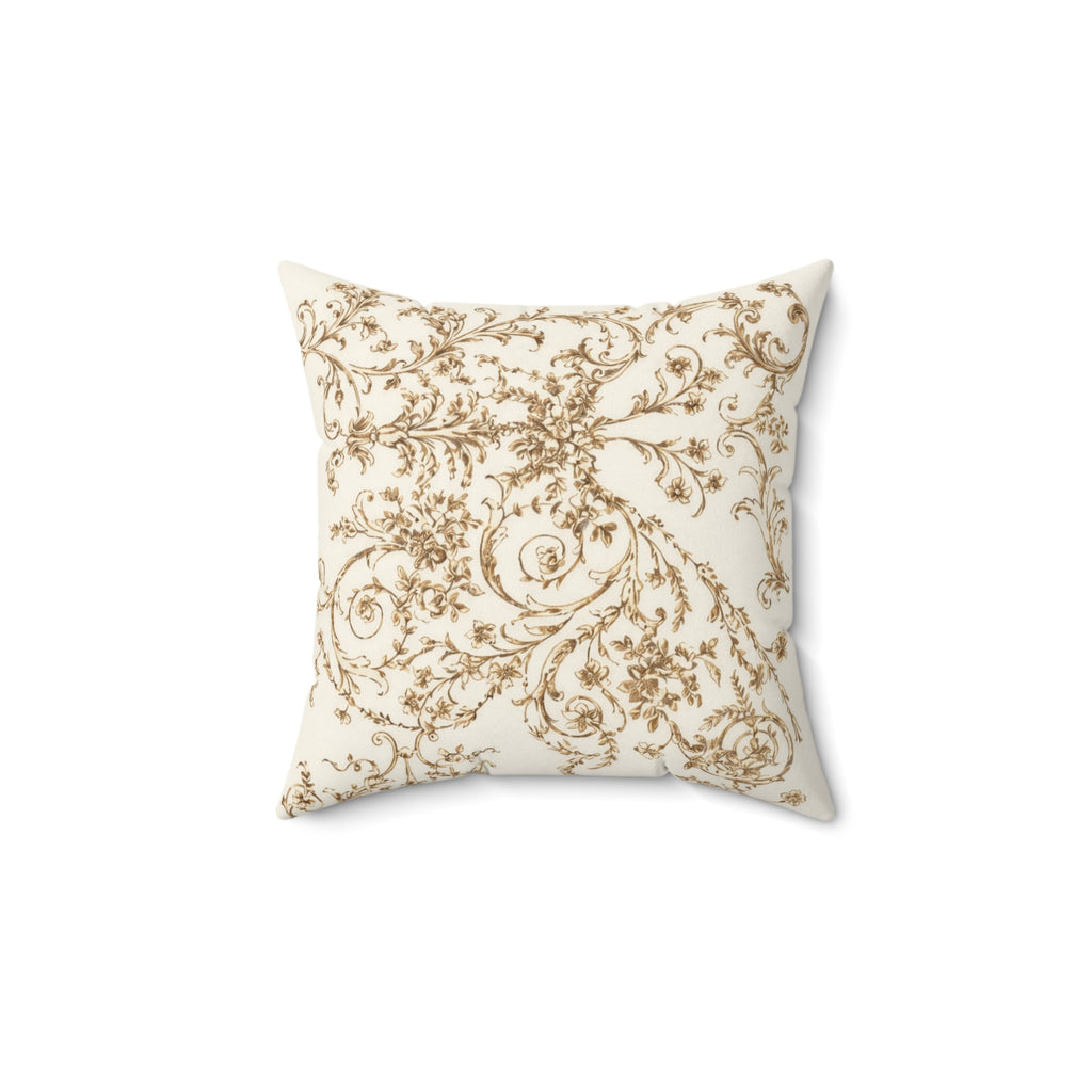 Elegant Gold Baroque Pattern Decorative Cushion