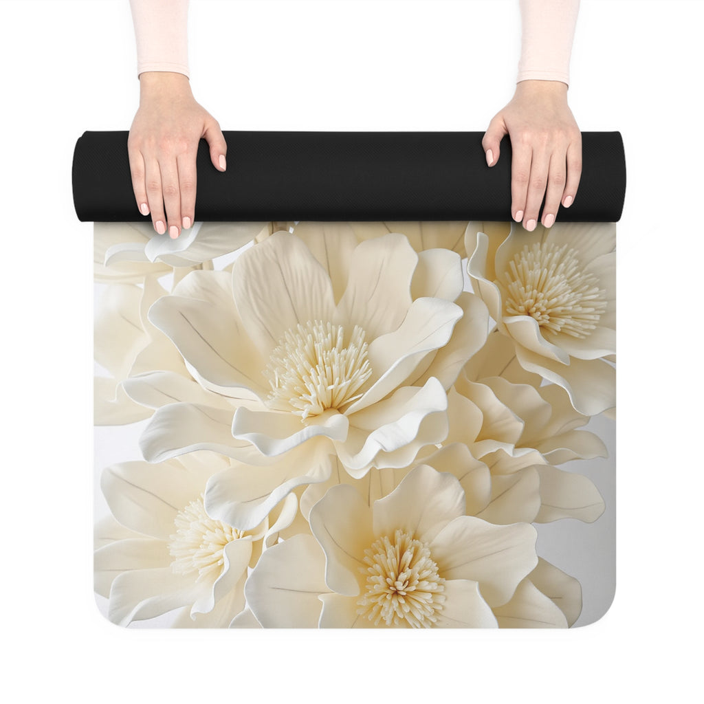 Soft Bloom Yoga Mat – Neutral Floral Home & Meditation Mat