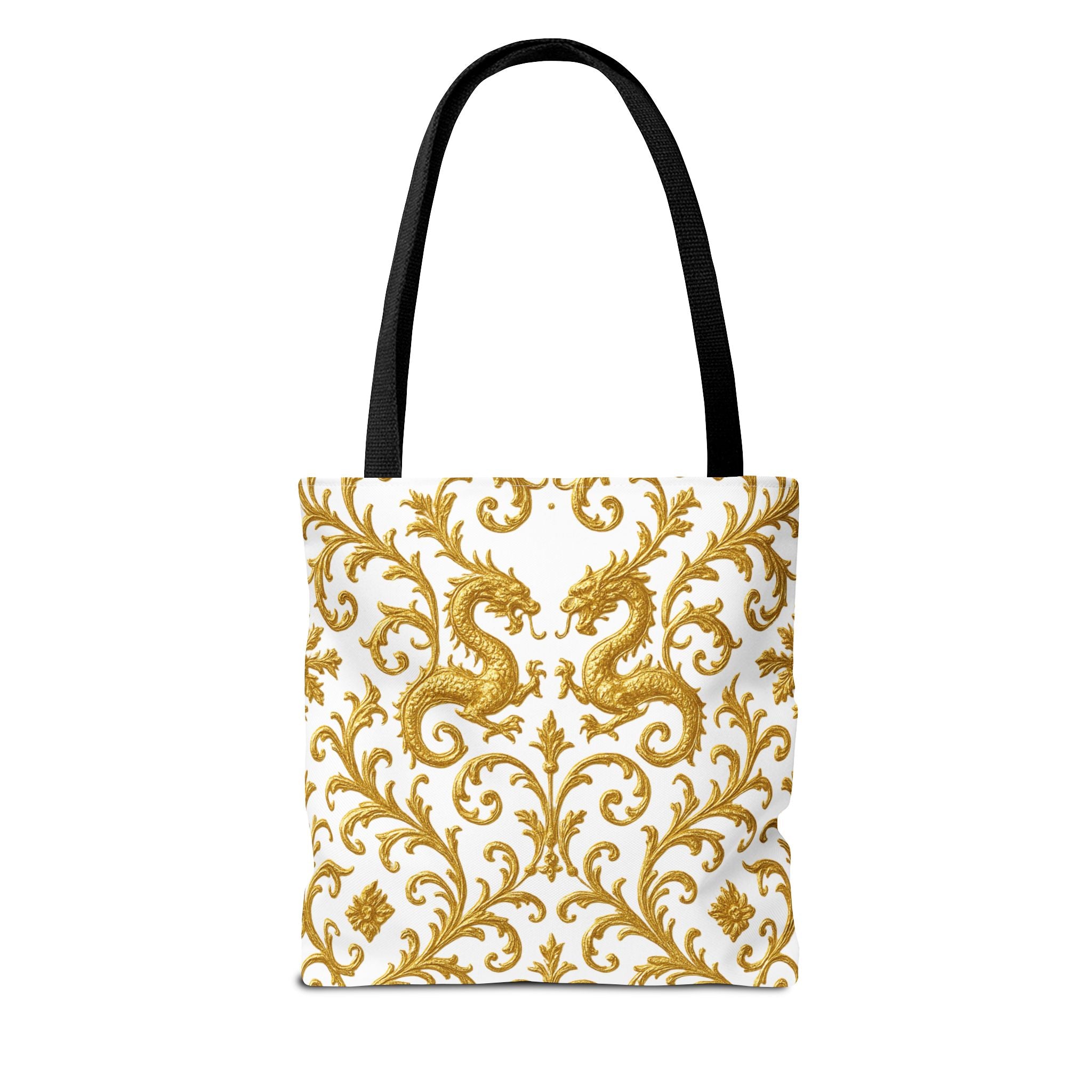 Luxury Black Dog Art Tote Bag – Gold Baroque Puppy Tote