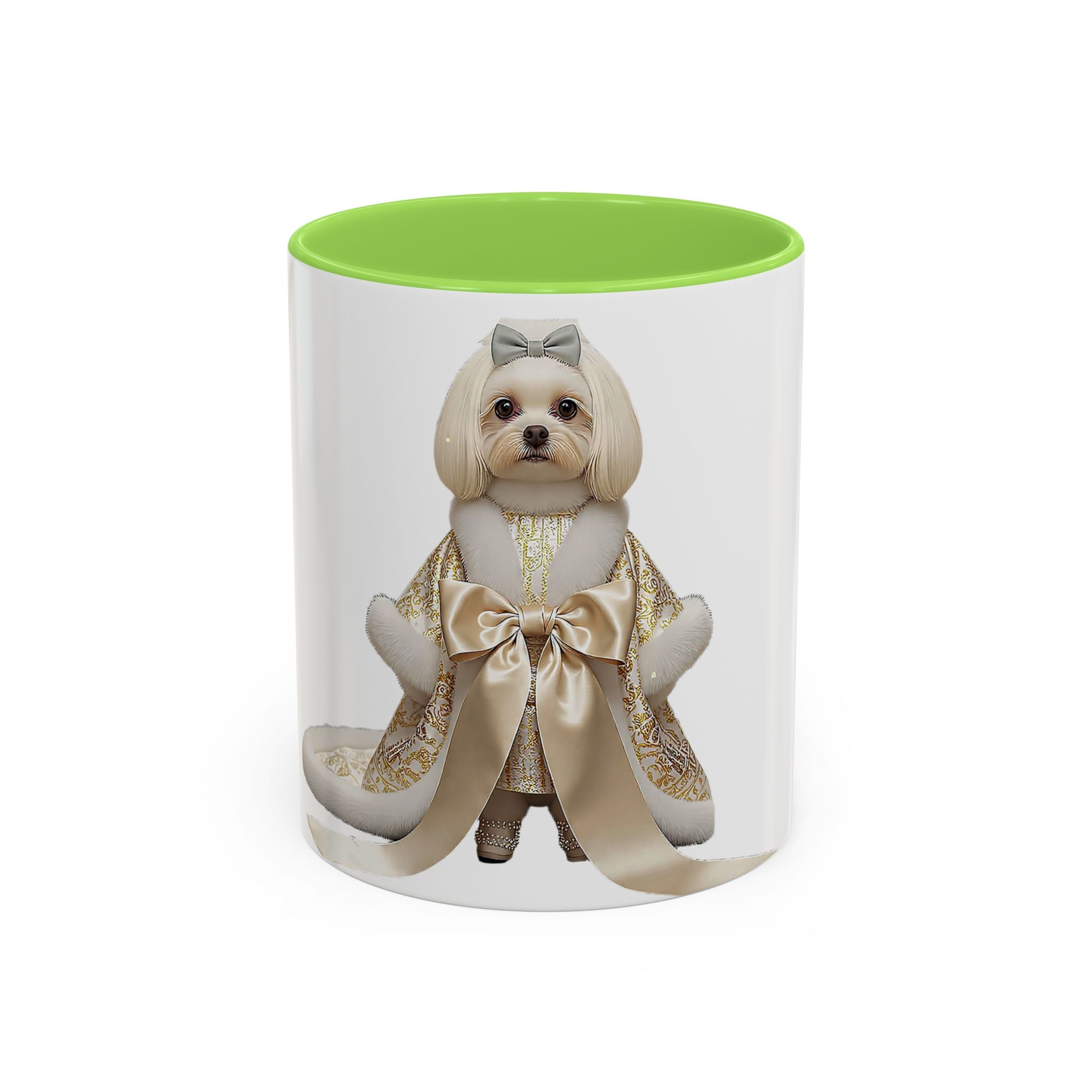 Regal Pup Love Mug – Elegant Gold Ribbon Edition