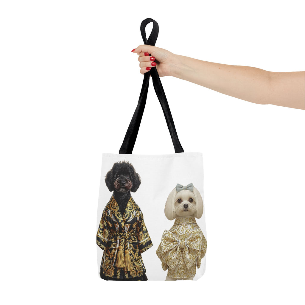 Black & Gold Duo Dog Tote Bag — Stylish All‑Over Print