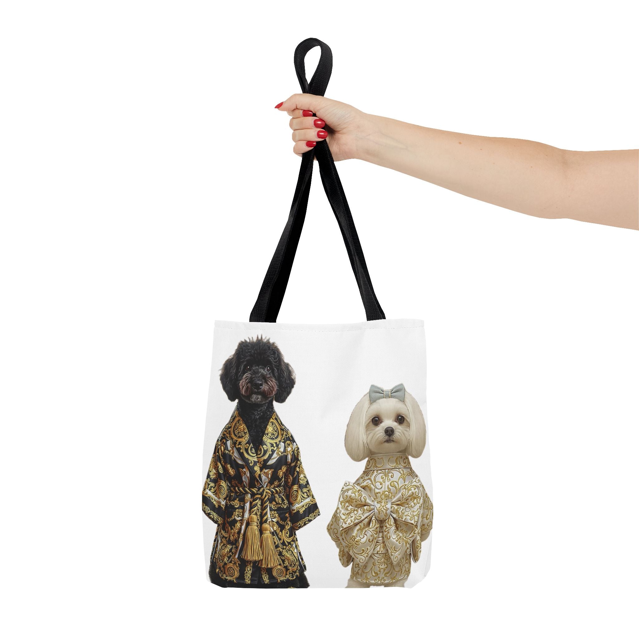 Black & Gold Duo Dog Tote Bag — Stylish All‑Over Print