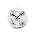 Acrylic Wall Clock with Sculptural Floral Design