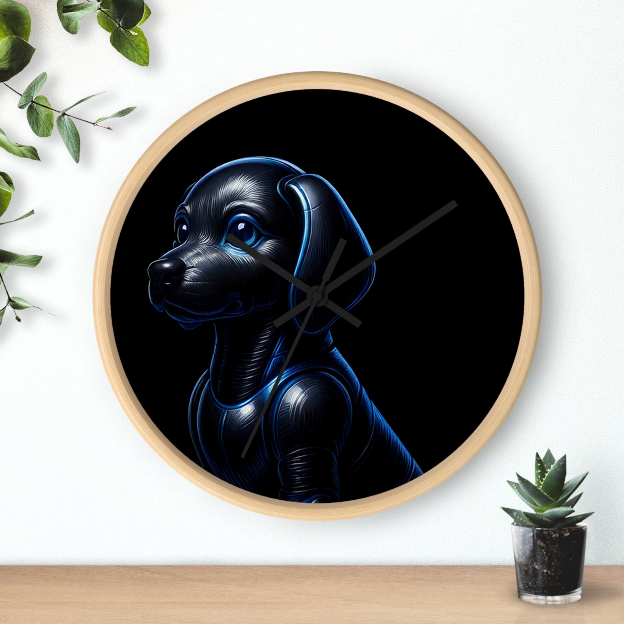 Midnight Guardian – Modern Dog Wall Clock
