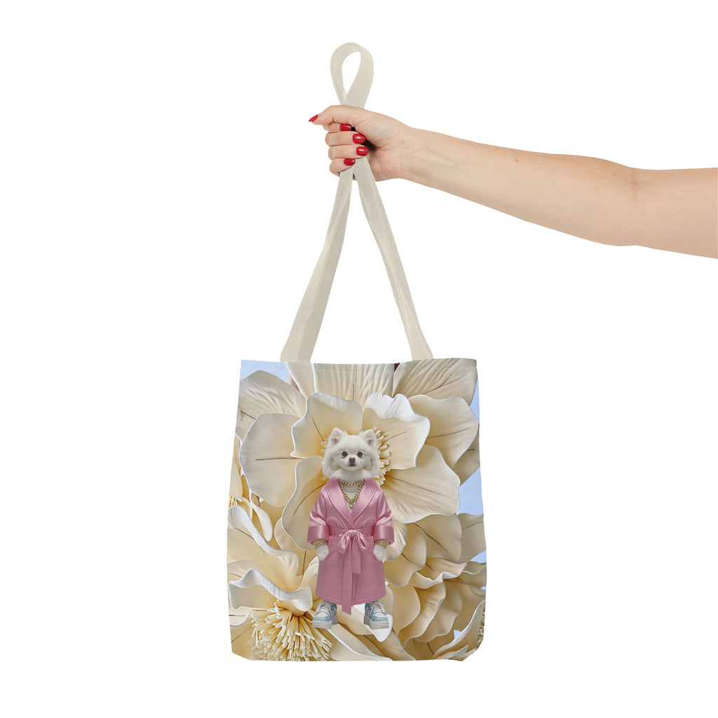 Elegant Dog in Pink Robe Tote Bag