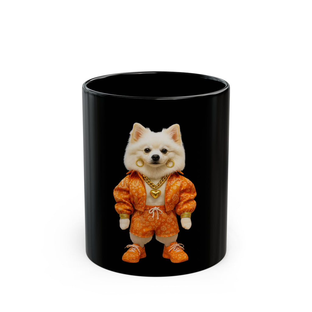 Streetwear Dog Character Black Mug — Bold Urban Pet Art (11oz/15oz)