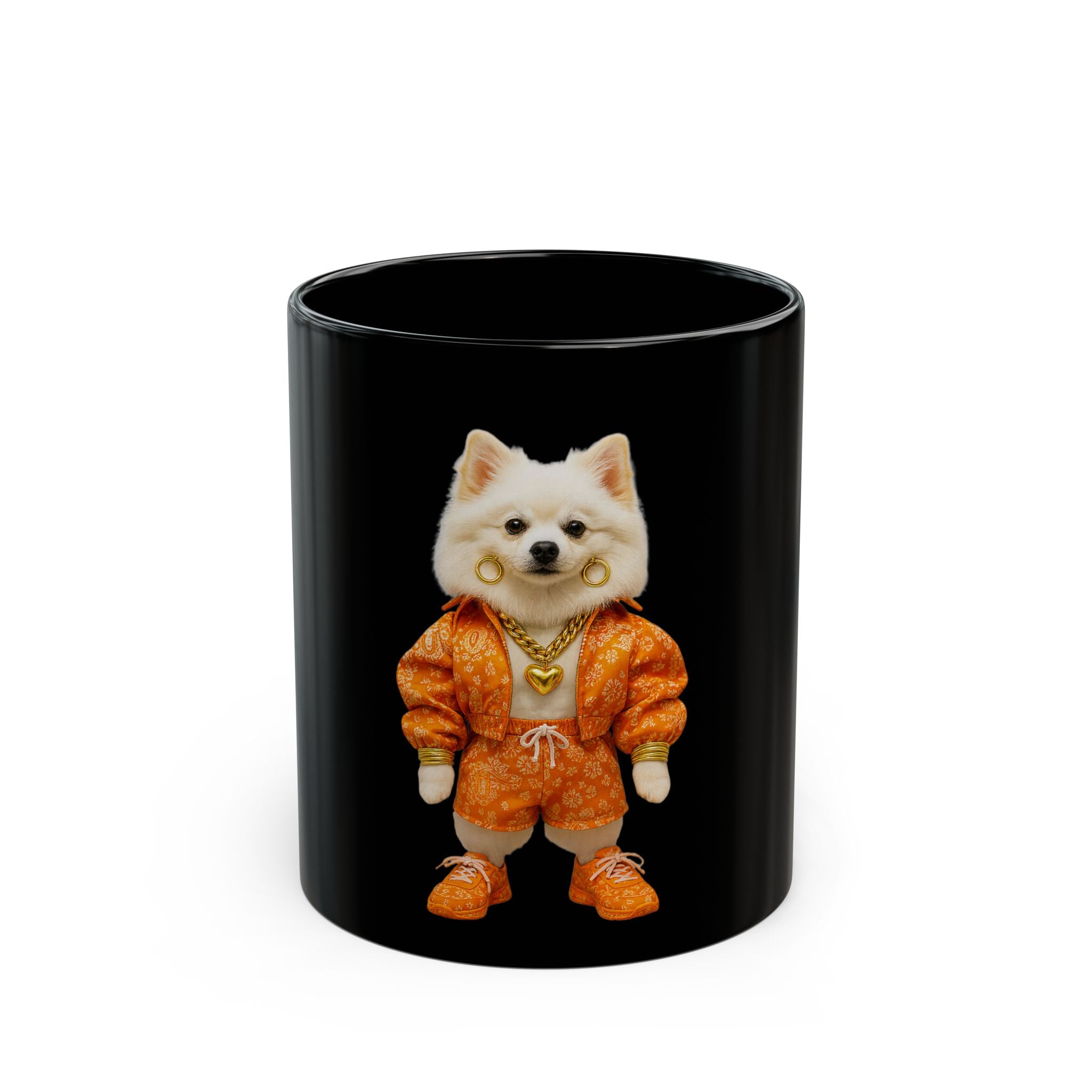Streetwear Dog Character Black Mug — Bold Urban Pet Art (11oz/15oz)