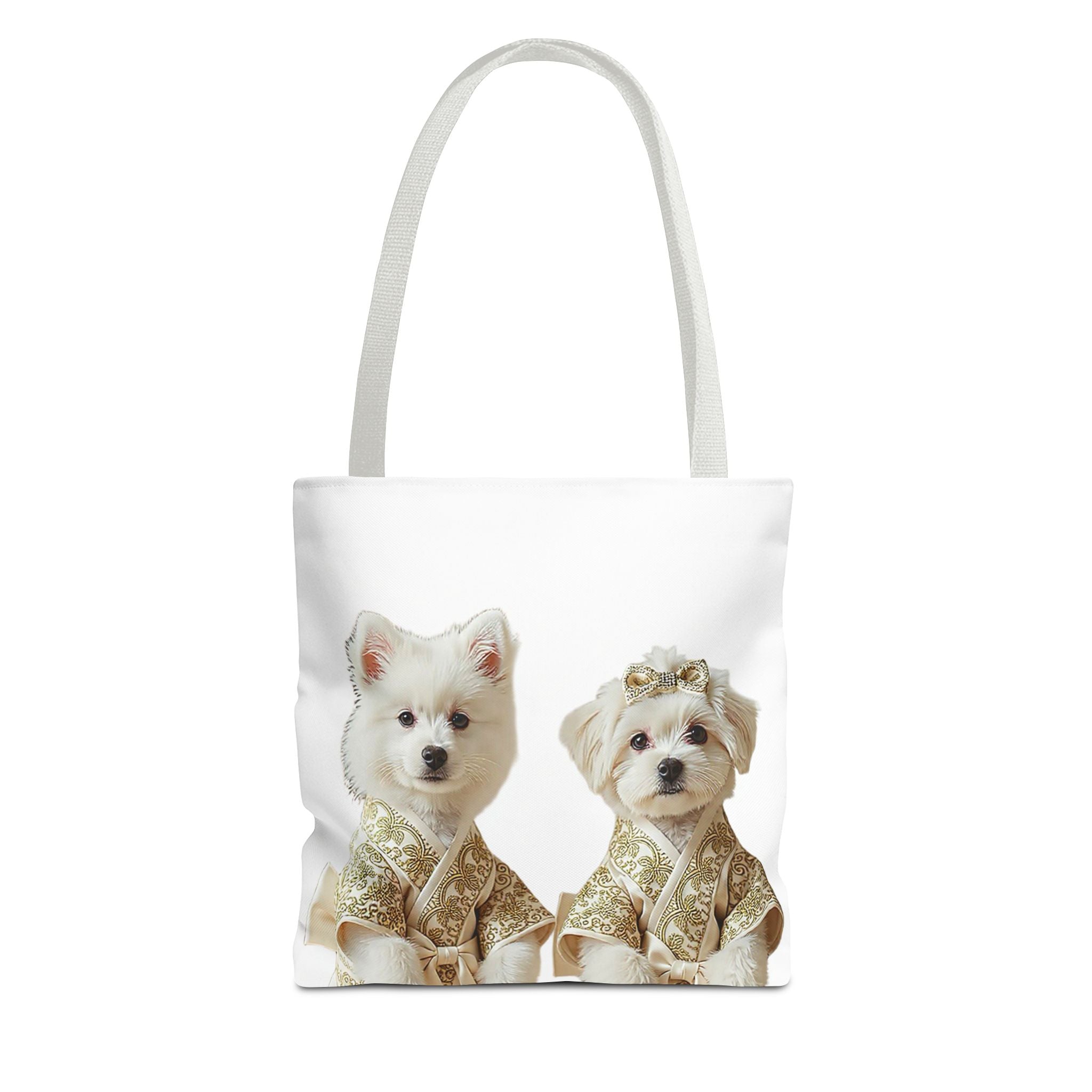 Royal Duo Dog Tote Bag – Elegant Couple Puppy Art Shoulder Bag