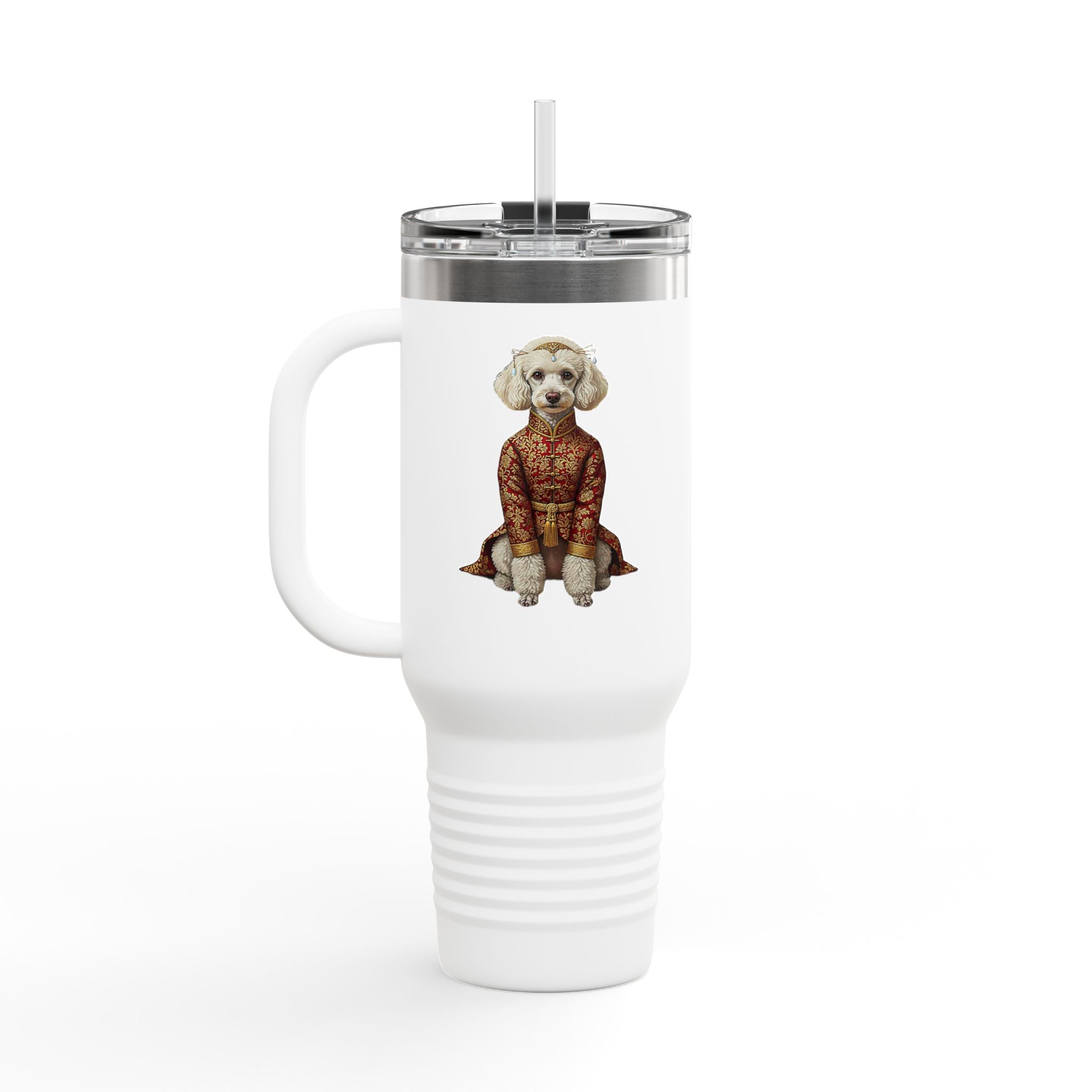 Elegant Dog Illustration White Tumbler · Minimal Insulated Travel Mug