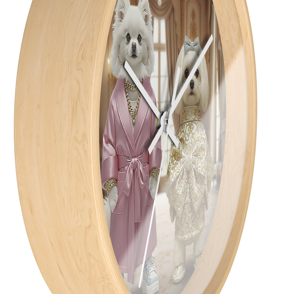 Luxury Posh Pups Wall Clock – Pink & Gold Royal Edition
