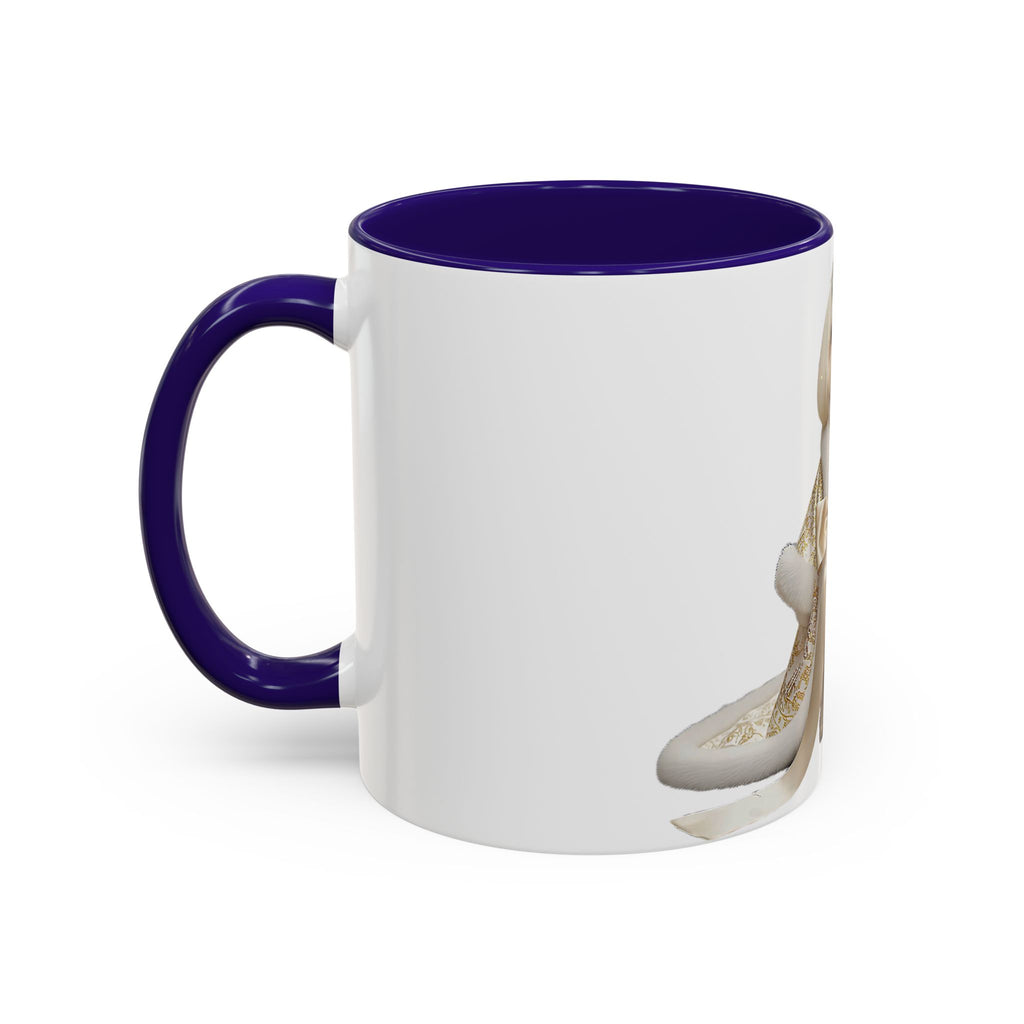 Regal Pup Love Mug – Elegant Gold Ribbon Edition