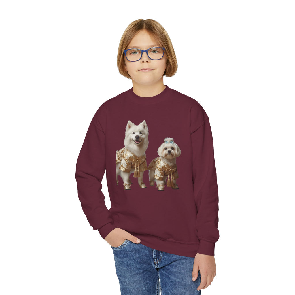 So Cute They Choose It First — Kids Sweatshirt with Twin Dog Illustration