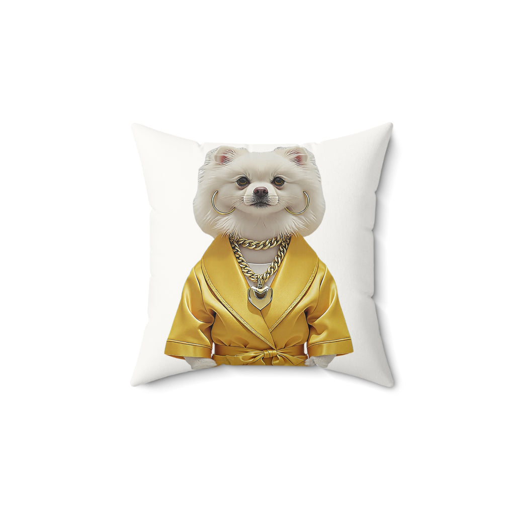 Fashion Dog Faux Suede Square Pillow — Playful Luxury Pet Art Throw Pillow