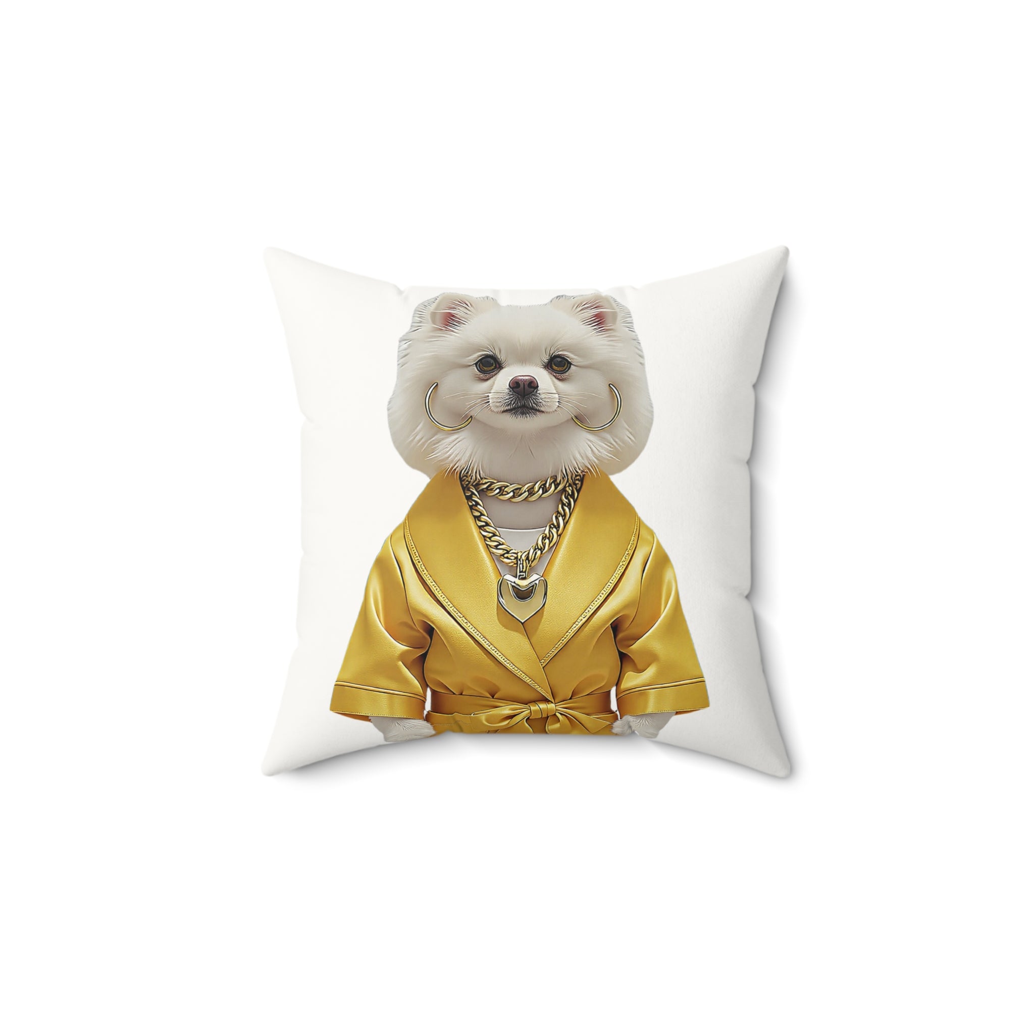 Fashion Dog Faux Suede Square Pillow — Playful Luxury Pet Art Throw Pillow
