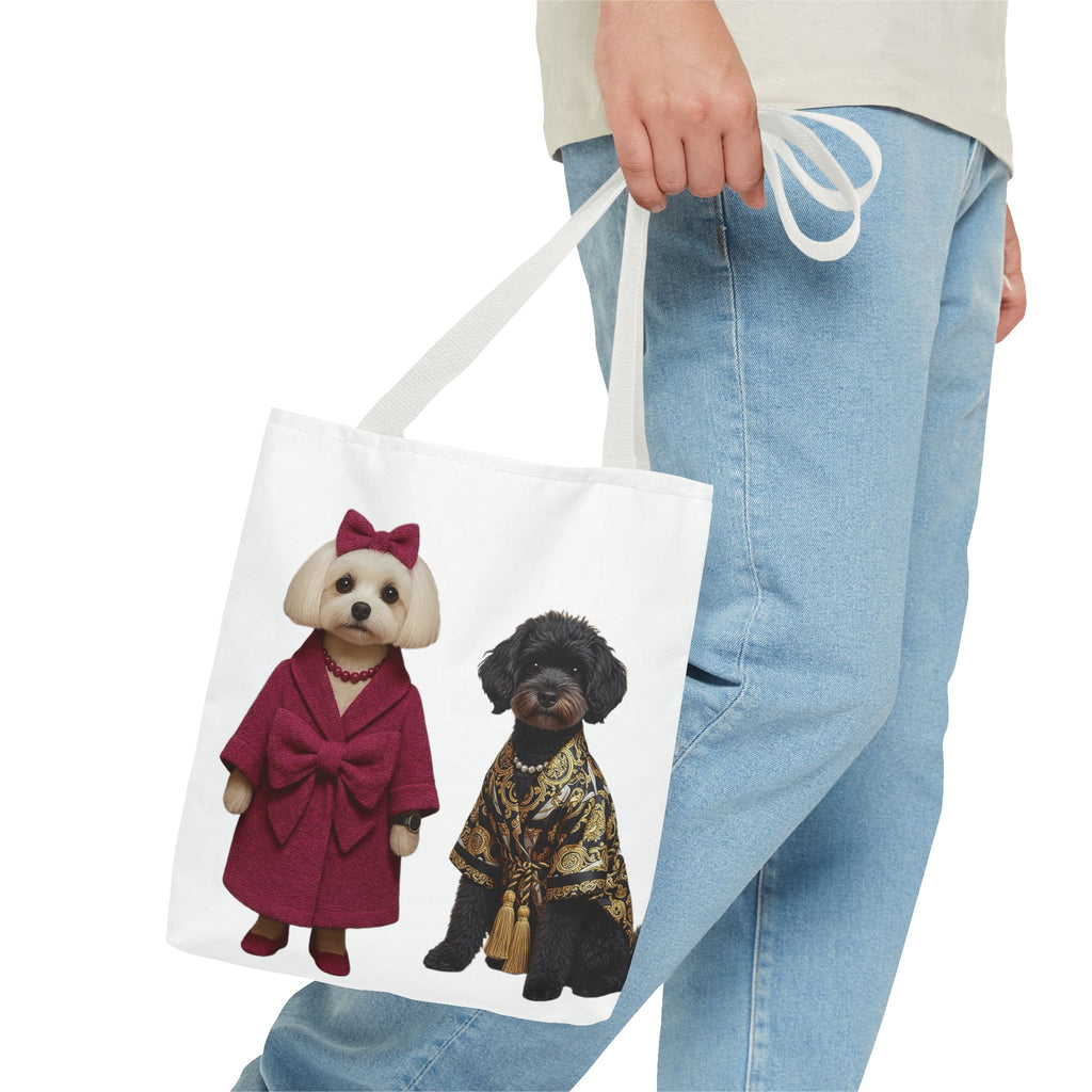Stylish Dog Duo Tote Bag – Fashionable Poodle & Shih Tzu Print