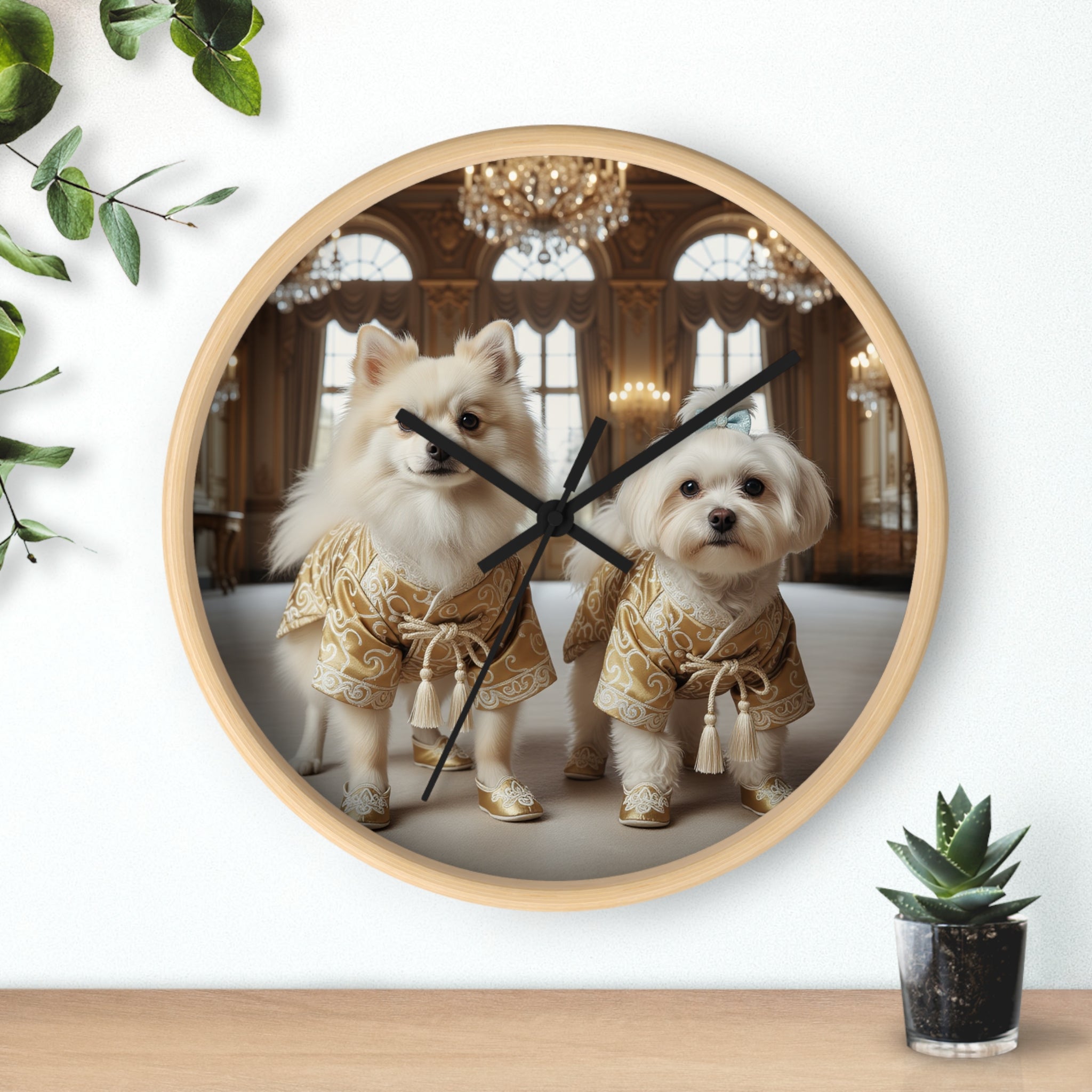 Luxury Golden Pups Wall Clock – Royal Palace Edition