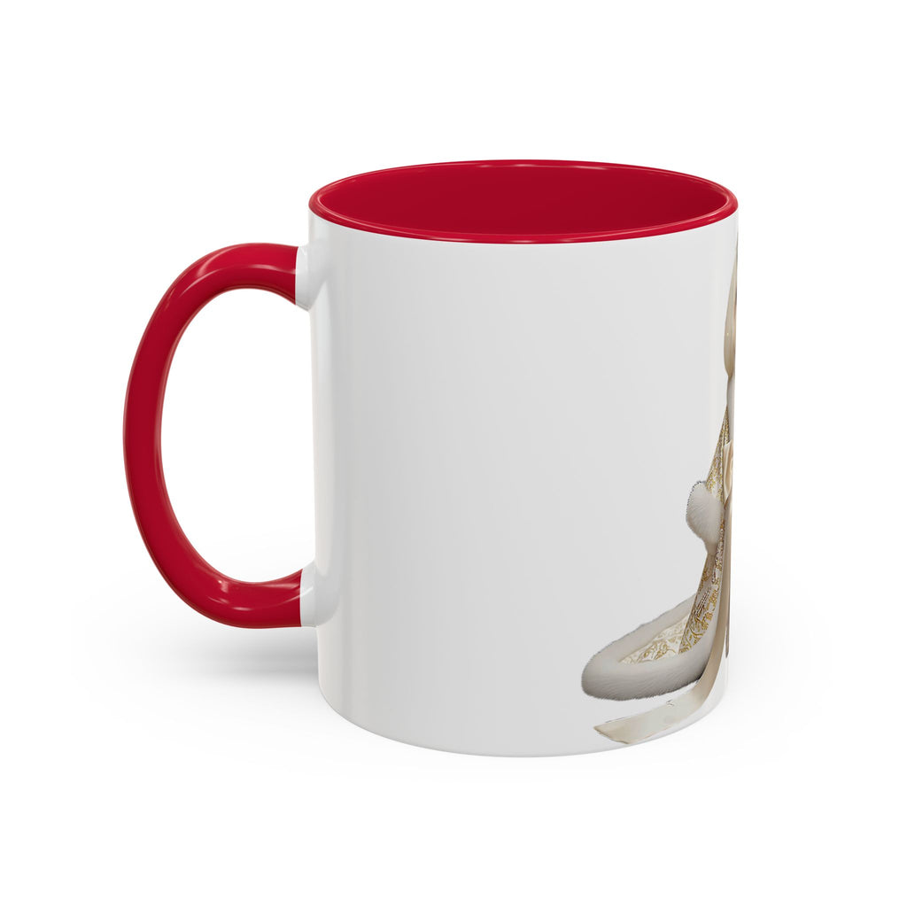 Regal Pup Love Mug – Elegant Gold Ribbon Edition