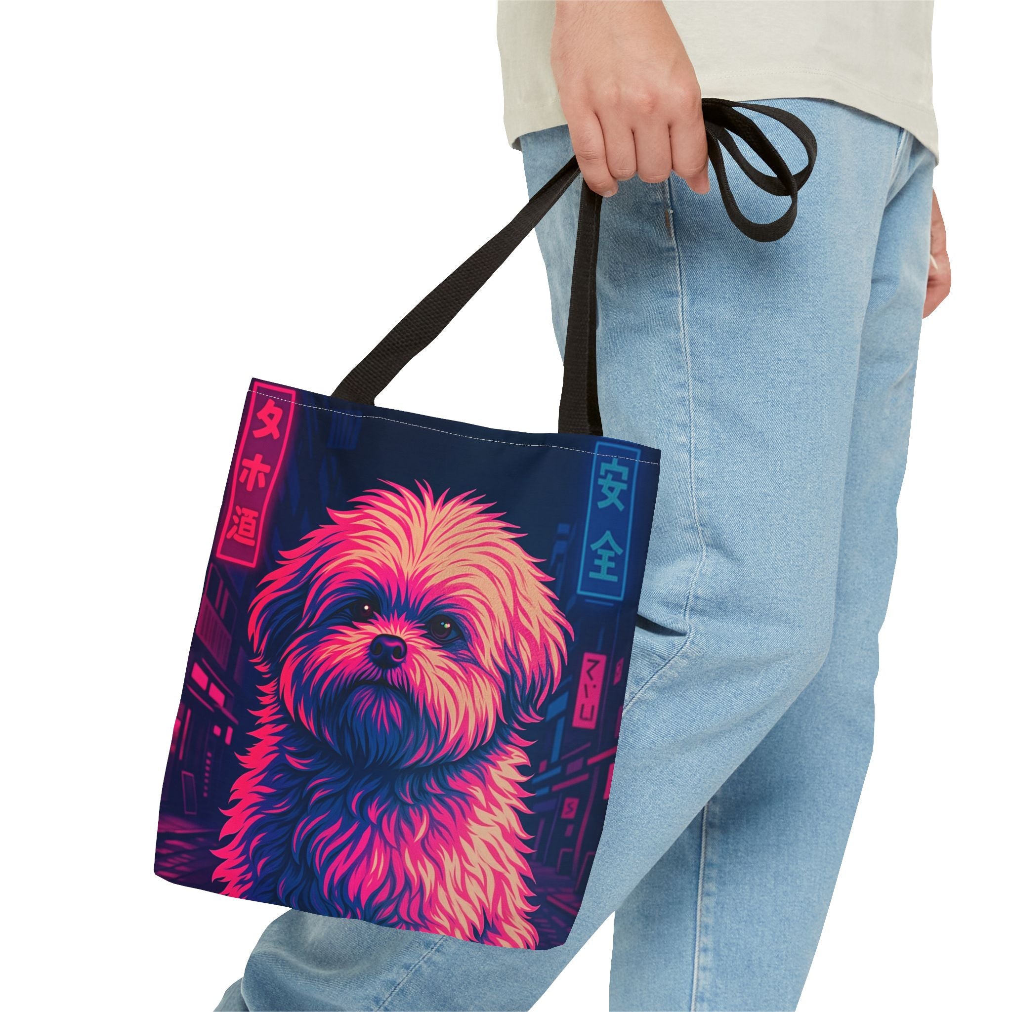 Neon Dog Art Tote Bag – Bold Color Statement Tote