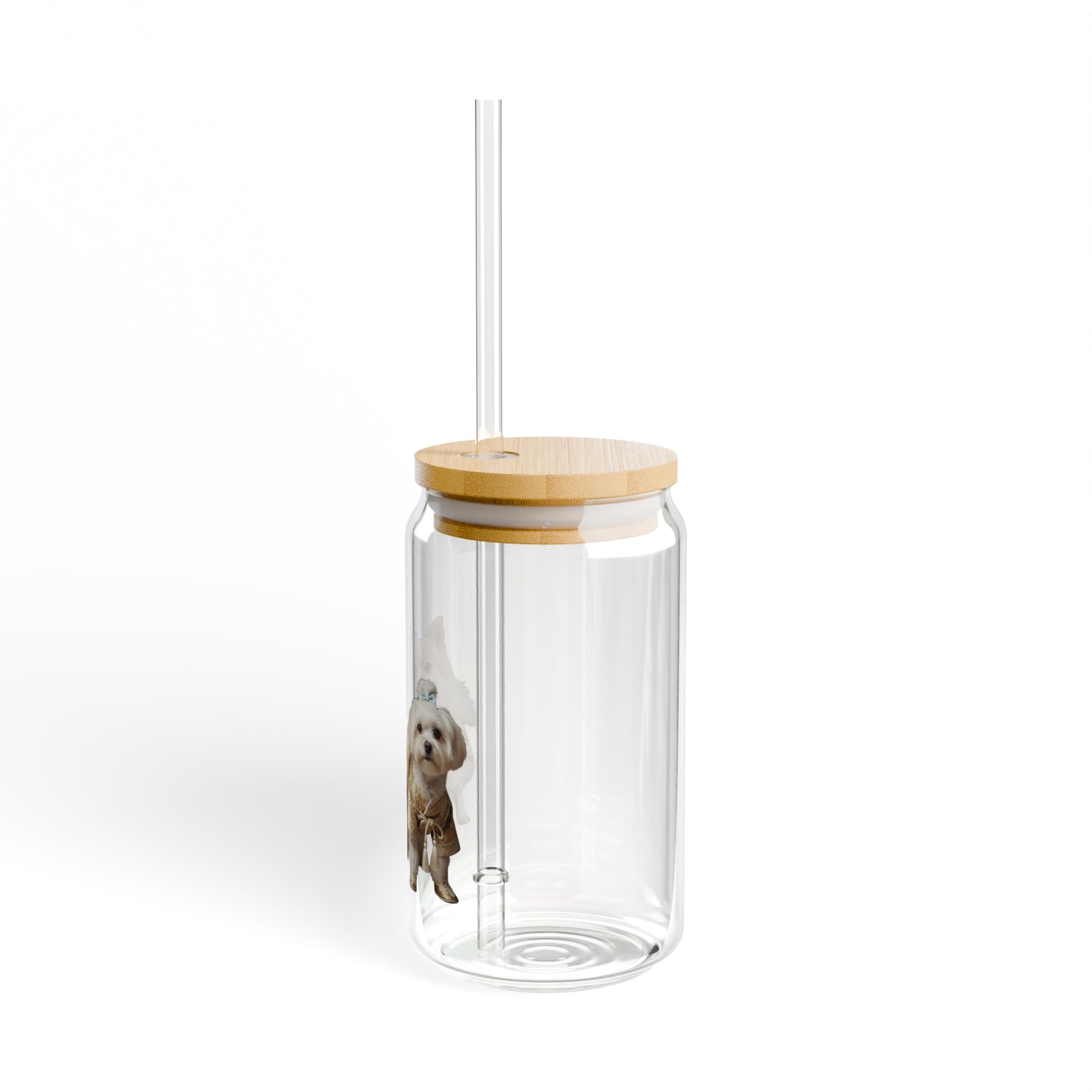 A Little Companion in Your Drink Transparent Glass Tumbler with Pet Illustration