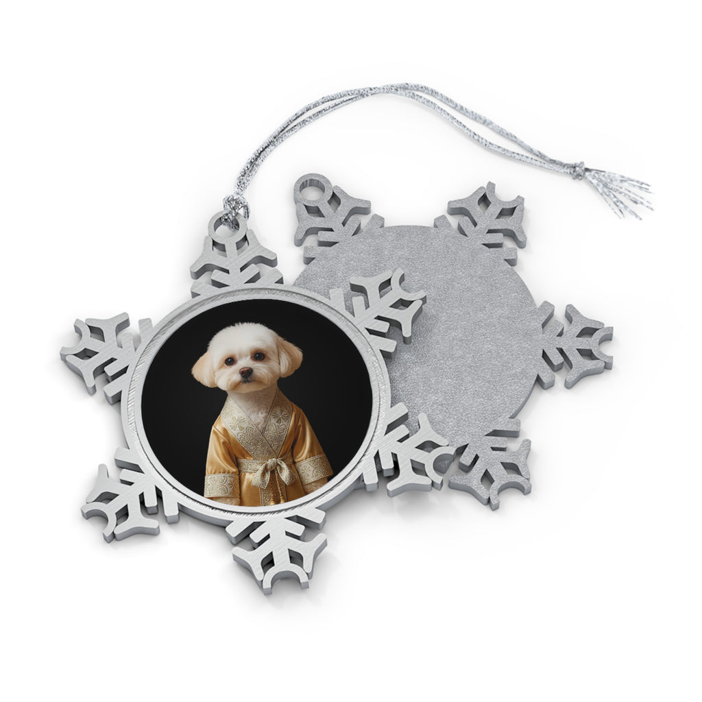 Personalized Pewter Snowflake Ornament — Custom Photo Holiday Keepsake