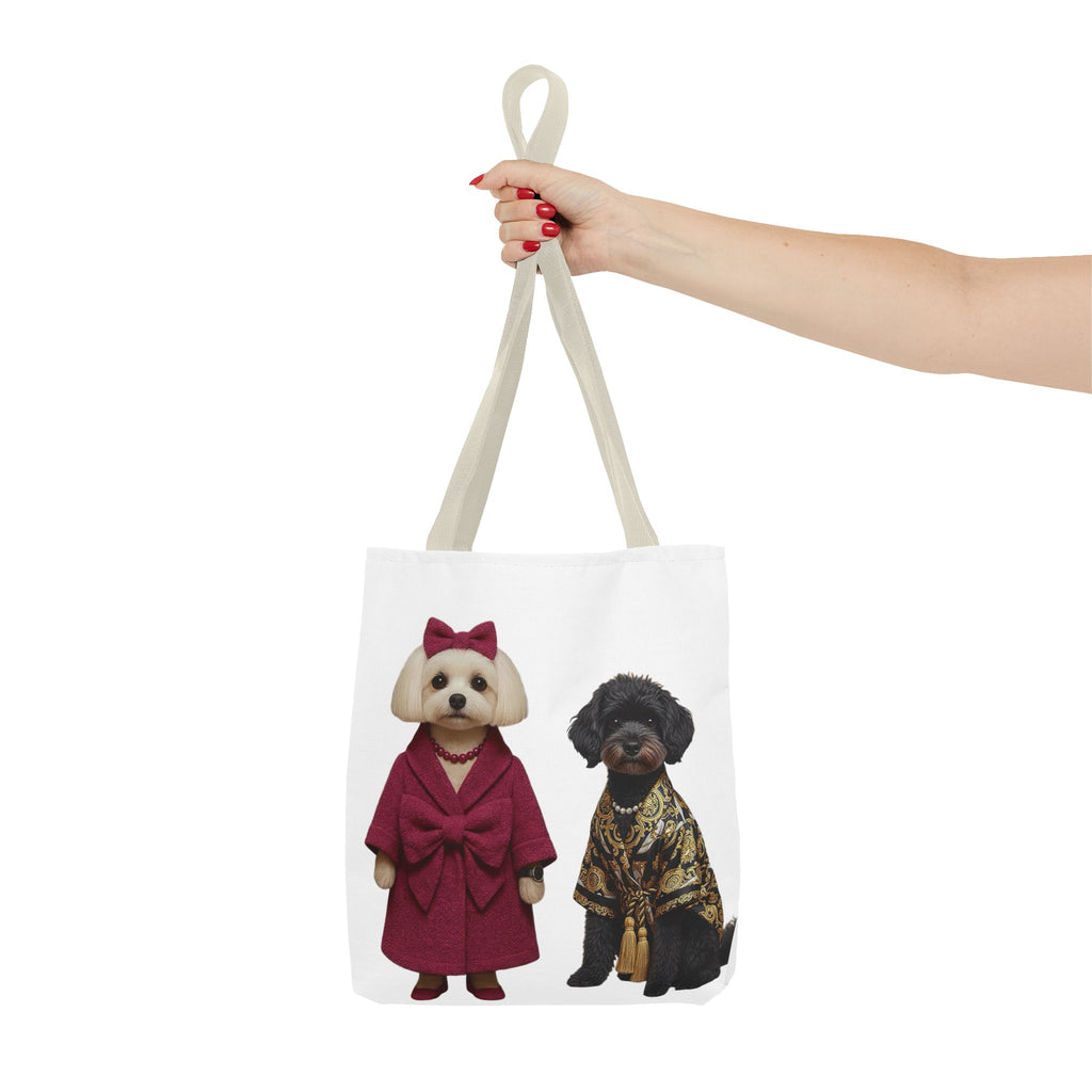 Stylish Dog Duo Tote Bag – Fashionable Poodle & Shih Tzu Print