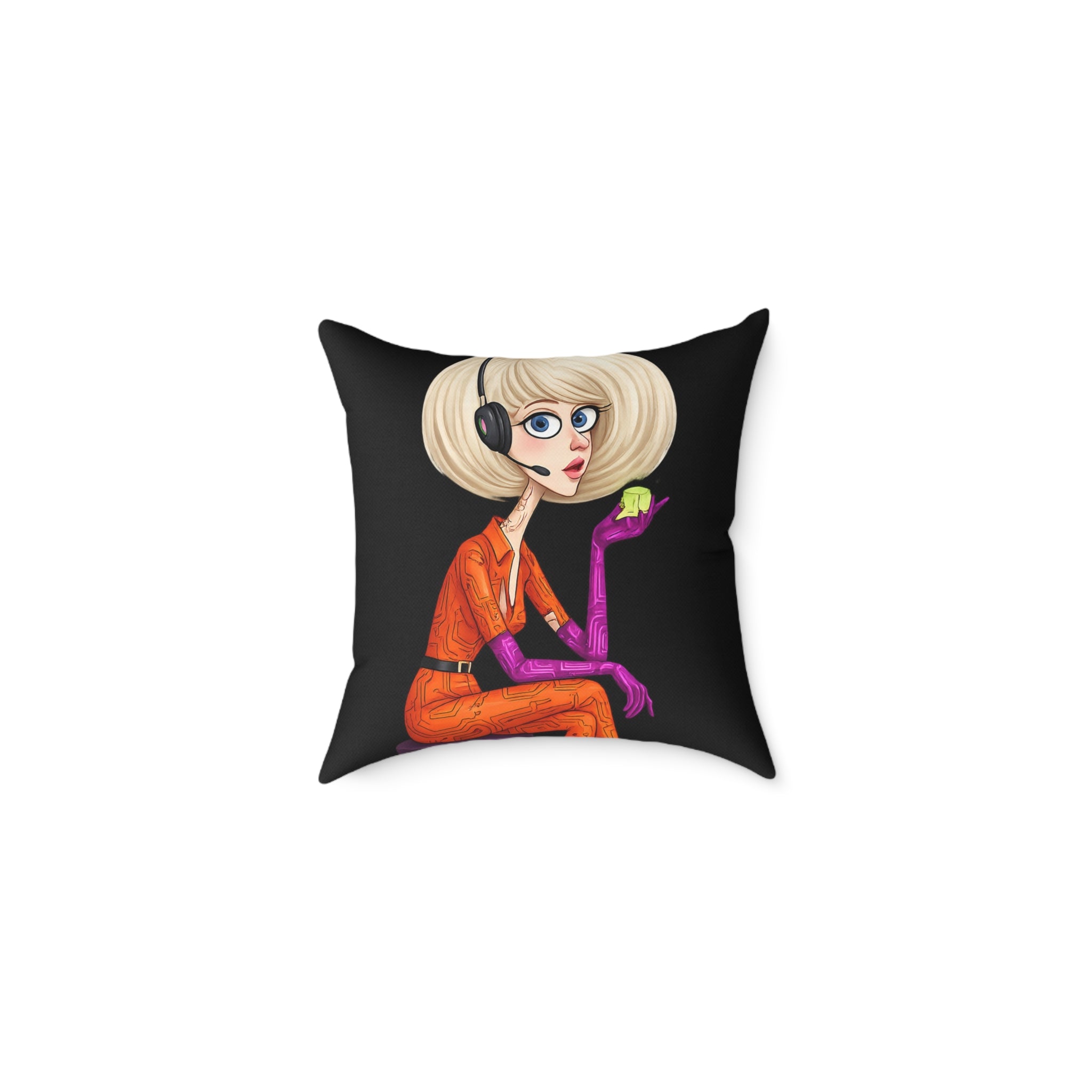 Character Illustration Square Canvas Pillow — Minimal Modern Accent Cushion