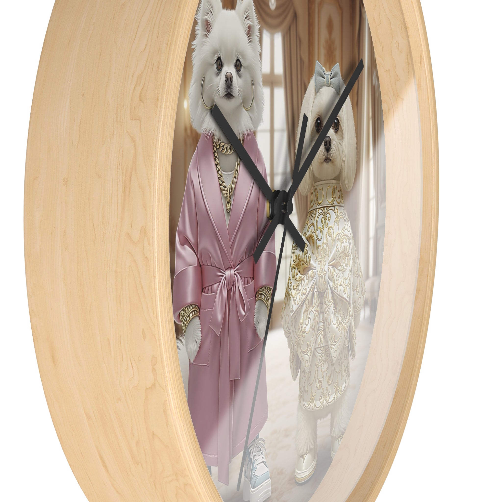Luxury Posh Pups Wall Clock – Pink & Gold Royal Edition