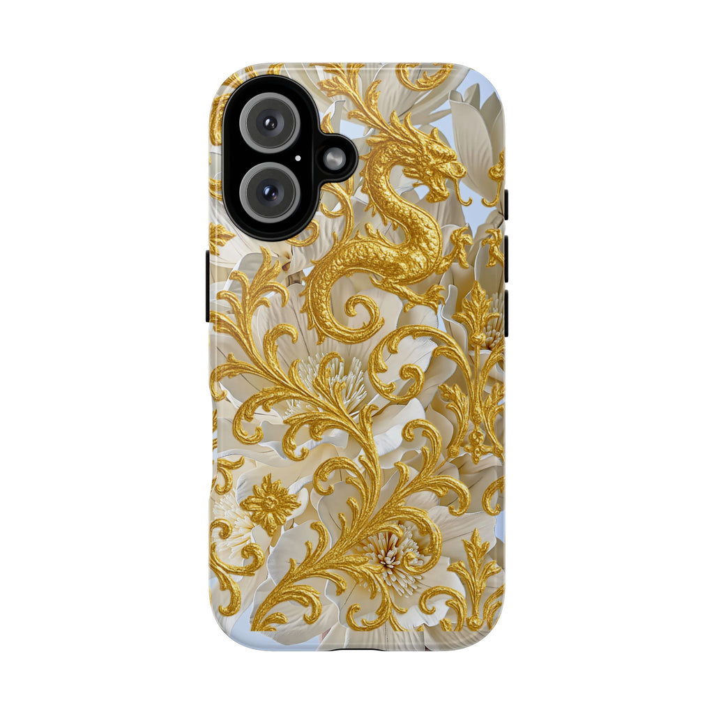 Golden Dragon Floral iPhone Case – Luxury Baroque Phone Case