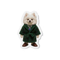 Royal Pup in Green Coat Die-Cut Magnet | Elegant Dog Fridge Magnet