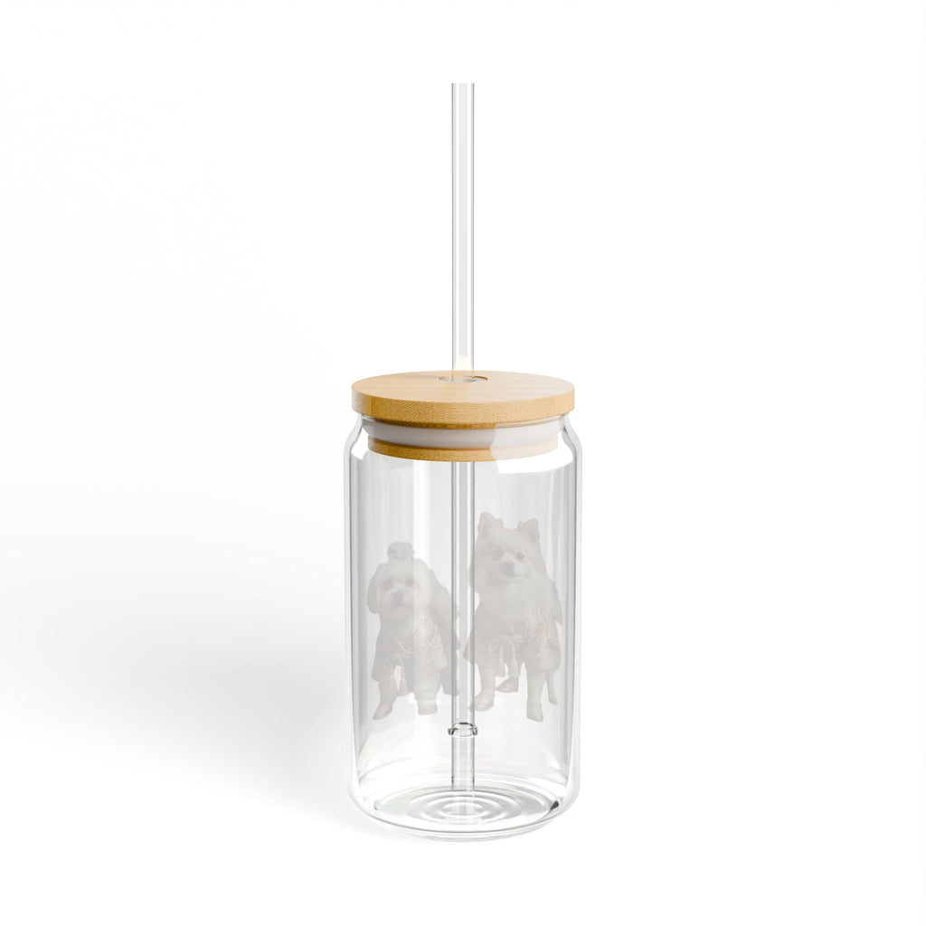 A Little Companion in Your Drink Transparent Glass Tumbler with Pet Illustration