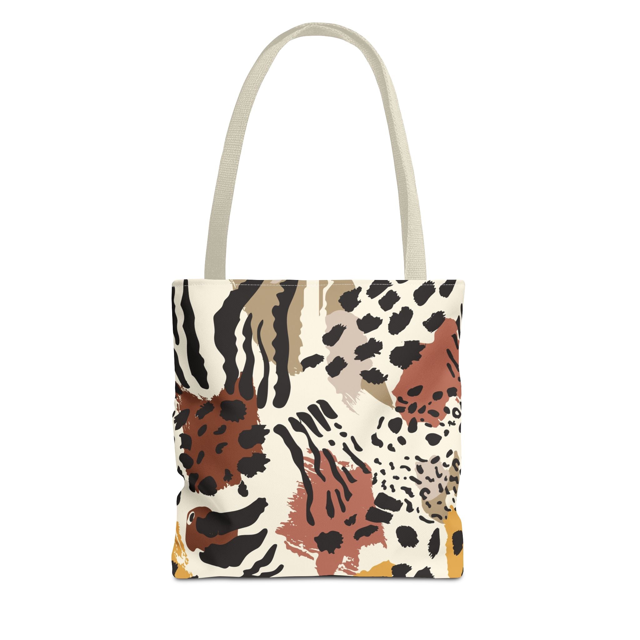 Animal Print Tote Bag — Neutral Safari Pattern AOP